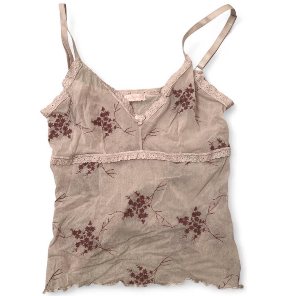 Skimpies Pink Floral  Fairy Core Lace Cami Coquette Balletcore Top Model Vibe xs